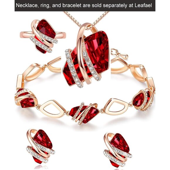 Women's Red Leafael Wish Charm Birthstone Crystal Stud Earrings Jewellery - Picture 5 of 7